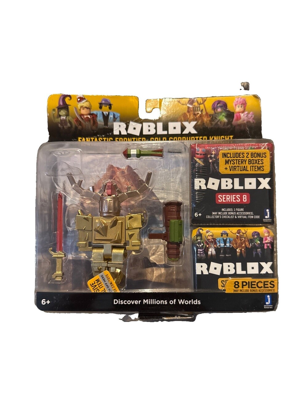 Roblox Fantastic Frontier: Gold Corrupted Knight Action Figure [2 Bonus  Packs]